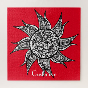 Henna-style Sun Tattoo Thunder_Cove Jigsaw Puzzle