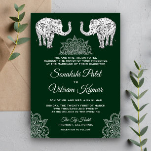 Henna Tattooed Elephants Indian Wedding Invitation