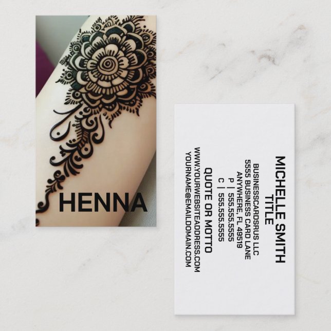 Henna Tattoos Business Card (Front/Back)