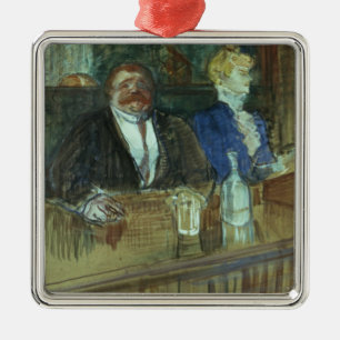 Henri de Toulouse-Lautrec In the Bar: The Fat Pr Metal Ornament