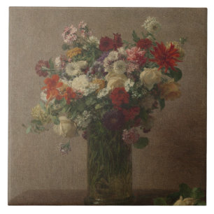 Henri Fantin-Latour Vintage Flowers from Normandy Ceramic Tile
