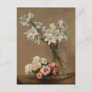 Henri Fantin-Latour Vintage Roses and Lilies Postcard