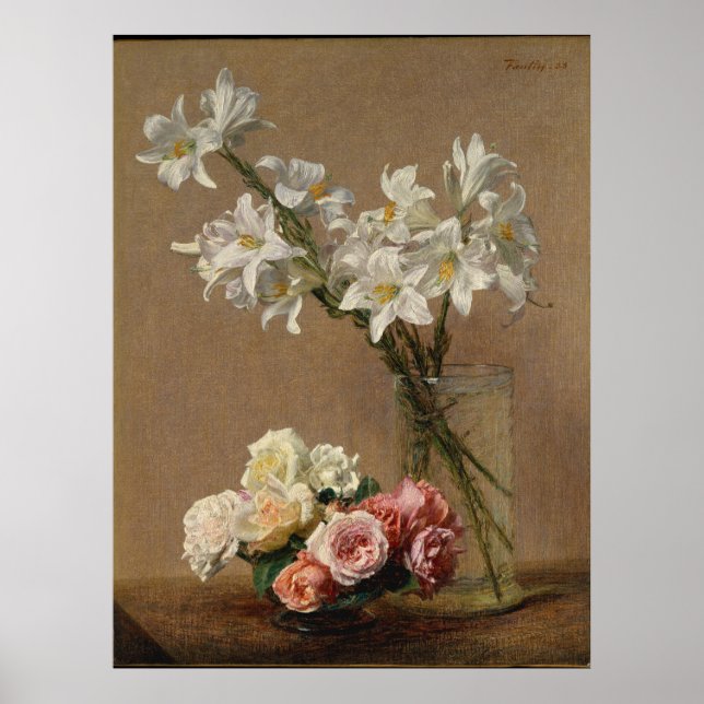 Henri Fantin-Latour Vintage Roses and Lilies Poster (Front)