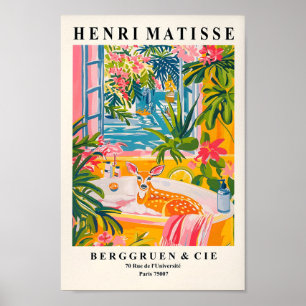 Henri Matisse Art, Deer In Bathtub Print, Pink Pos Poster