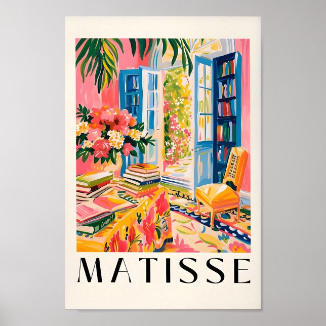 Henri Matisse Bookish Art Print, Aesthetic Library Poster (Front)