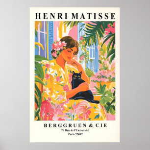 Henri Matisse Print, Black Cat, Woman, Tropical Poster