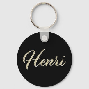 Henri Name whitegold Button Schlüsselanhänger Key Ring