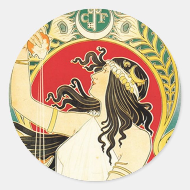 Henri Privat~Livemont ~ Art Nouveau Classic Round Sticker (Front)
