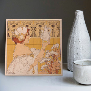 Henri Privat-Livemont Wall Decor Art Nouveau Ceramic Tile