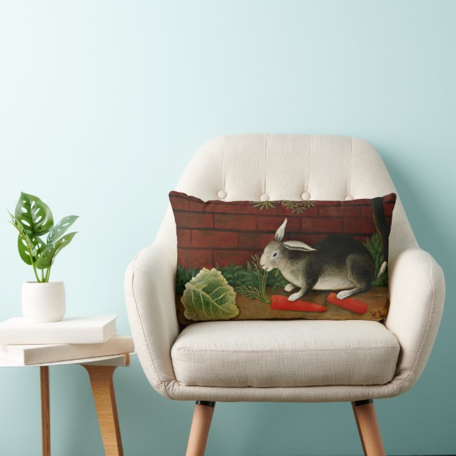 Henri Rousseau art: Rabbit Lumbar Cushion (Chair)