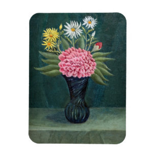 Henri Rousseau - Dahlia and Daisies in a Vase Magnet
