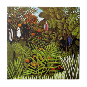 Henri Rousseau - Exotic Landscape Jungle Art Ceramic Tile