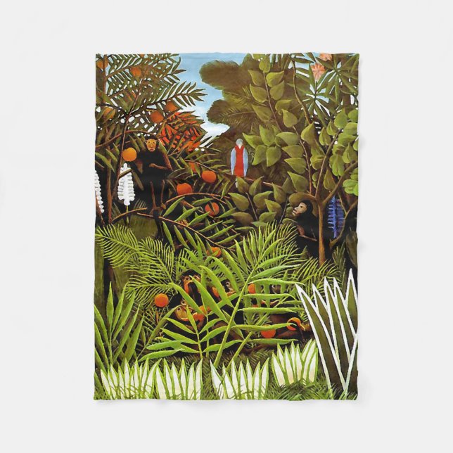Henri Rousseau - Exotic Landscape Jungle Art Fleece Blanket (Front)