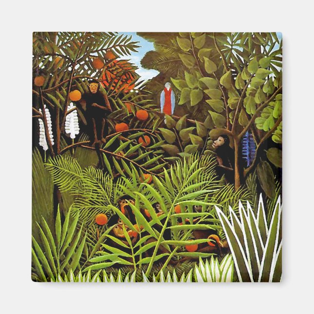 Henri Rousseau - Exotic Landscape Jungle Art Magnet (Front)