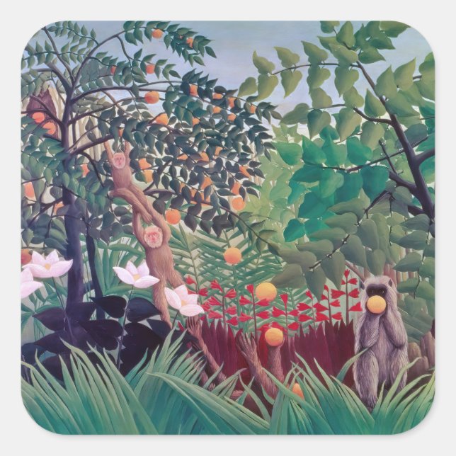 Henri Rousseau - Exotic Landscape Square Sticker (Front)