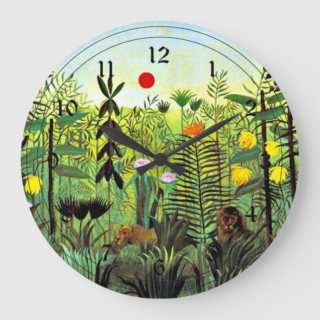 Henri Rousseau - Exotic Landscape with Lion Large Clock (Front)