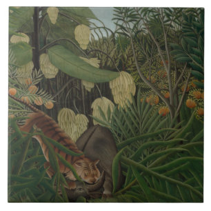 Henri Rousseau - Fight Between a Tiger Ceramic Tile