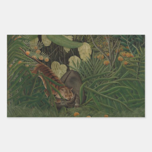 Henri Rousseau - Fight Between a Tiger Rectangular Sticker