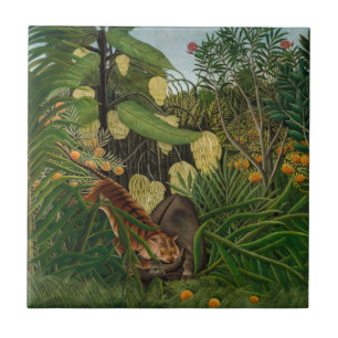 Henri Rousseau - Fight between Tiger and Buffalo Ceramic Tile