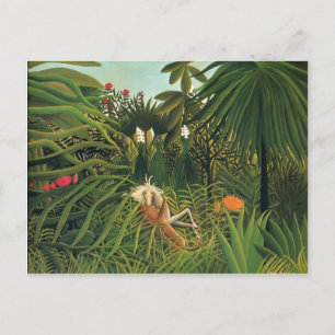 Henri Rousseau- Jaguar Attacking a Horse Postcard