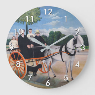 Henri Rousseau - La Carriole du pere Junier Large Clock