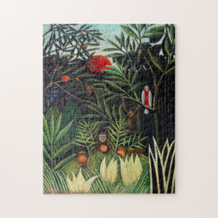 Henri Rousseau Landscape with Monkeys Botanical Ga Jigsaw Puzzle