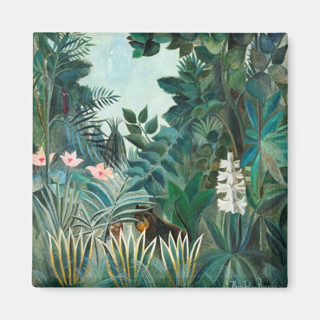 Henri Rousseau Landscape with Monkeys Botanical Ga Magnet (Front)