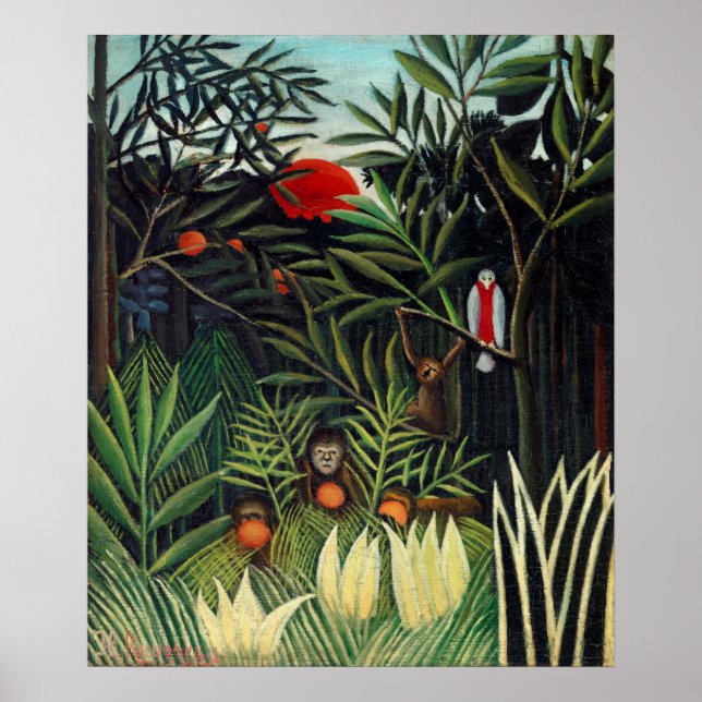 Henri Rousseau Landscape with Monkeys Botanical Ga Poster (Front)