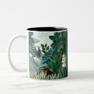 Henri Rousseau Landscape with Monkeys Botanical Ga Two-Tone Coffee Mug