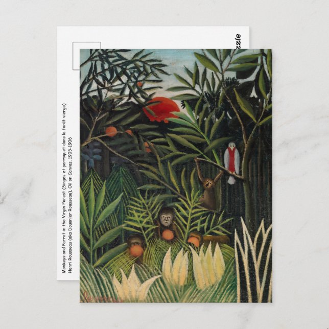 Henri Rousseau - Monkeys & Parrot in Virgin Forest Postcard (Front/Back)