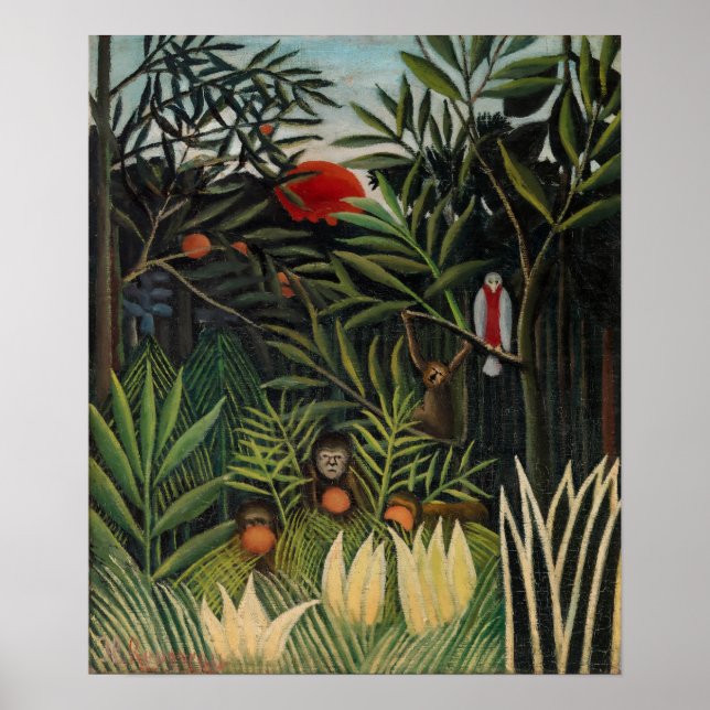 Henri Rousseau - Monkeys & Parrot in Virgin Forest Poster (Front)