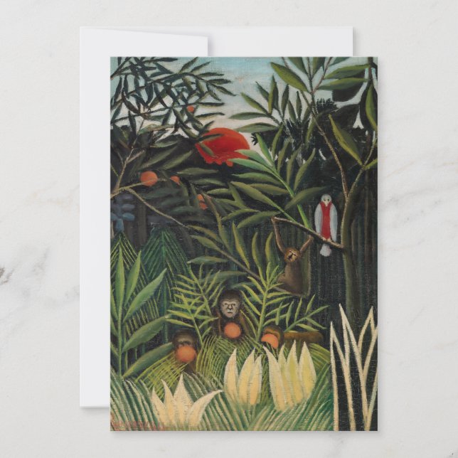 Henri Rousseau - Monkeys & Parrot in Virgin Forest Thank You Card (Front)