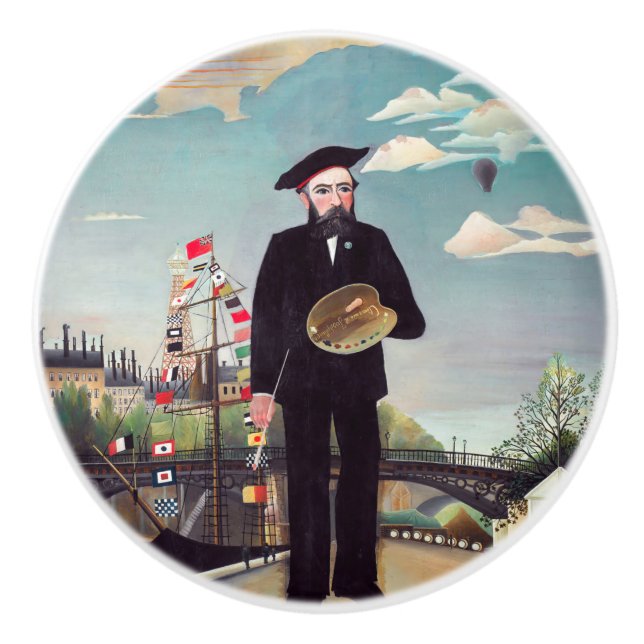 Henri Rousseau - Myself Portrait-Landscape Ceramic Knob (Front)