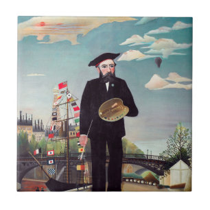 Henri Rousseau - Myself Portrait-Landscape Ceramic Tile