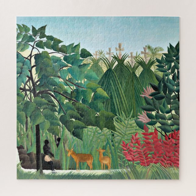 Henri Rousseau painting, The Waterfall Jigsaw Puzzle (Vertical)