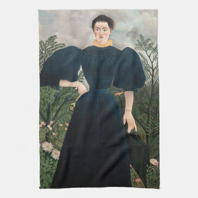 Henri Rousseau - Portrait of Madame M. Tea Towel (Vertical)