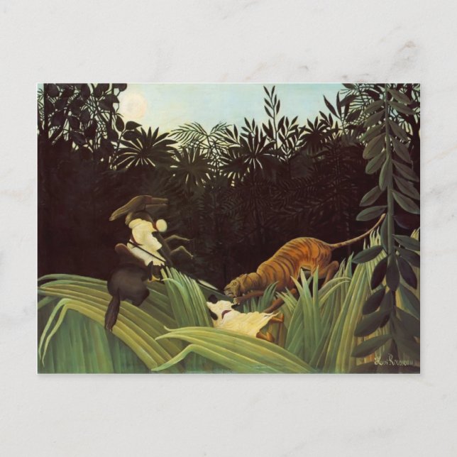 Henri Rousseau- Scout Attacked by a Tiger Postcard (Front)