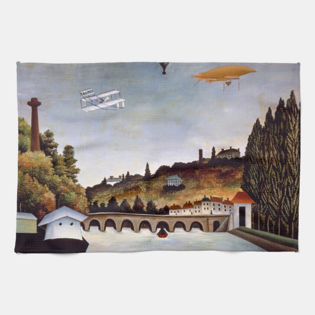 Henri Rousseau - Sevres bridge & hills of Clamart Tea Towel (Horizontal)