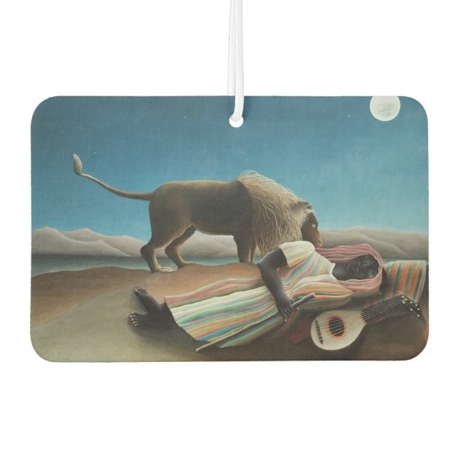 Henri Rousseau Sleeping Gypsy Lion Painting Car Air Freshener (Front)