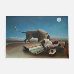 Henri Rousseau Sleeping Gypsy Lion Painting Doormat