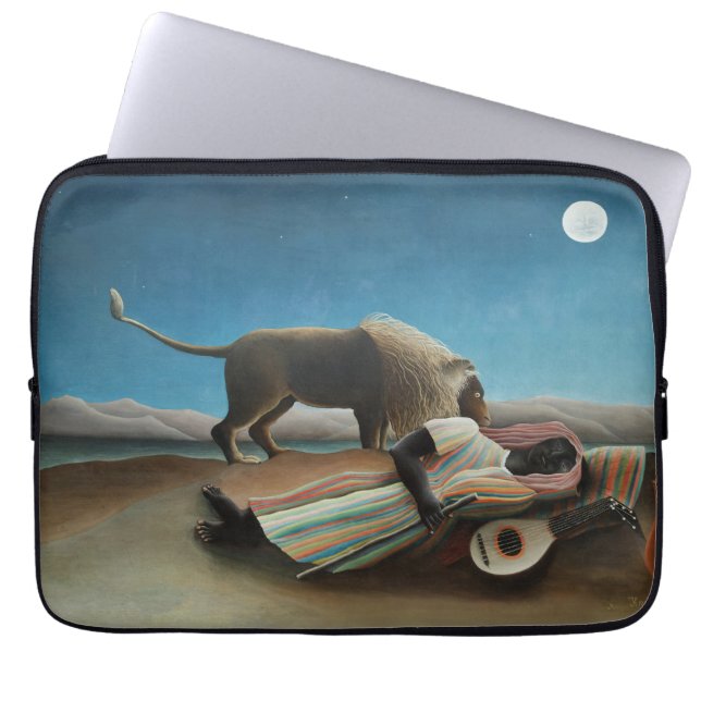 Henri Rousseau Sleeping Gypsy Lion Painting Laptop Sleeve (Front)