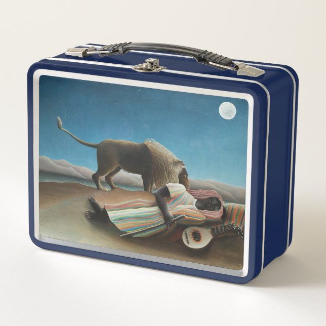 Henri Rousseau Sleeping Gypsy Lion Painting Metal Lunch Box (Front)