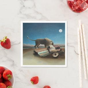 Henri Rousseau Sleeping Gypsy Lion Painting Napkin