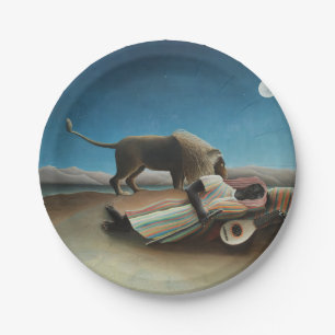 Henri Rousseau Sleeping Gypsy Lion Painting Paper Plate