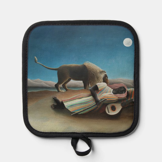 Henri Rousseau Sleeping Gypsy Lion Painting Pot Holder (Front)