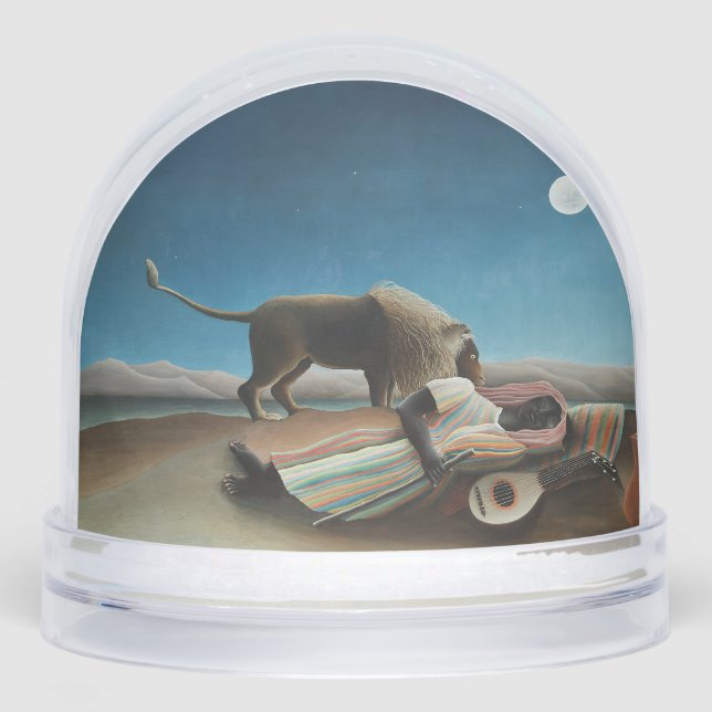 Henri Rousseau Sleeping Gypsy Lion Painting Snowglobe (Front)