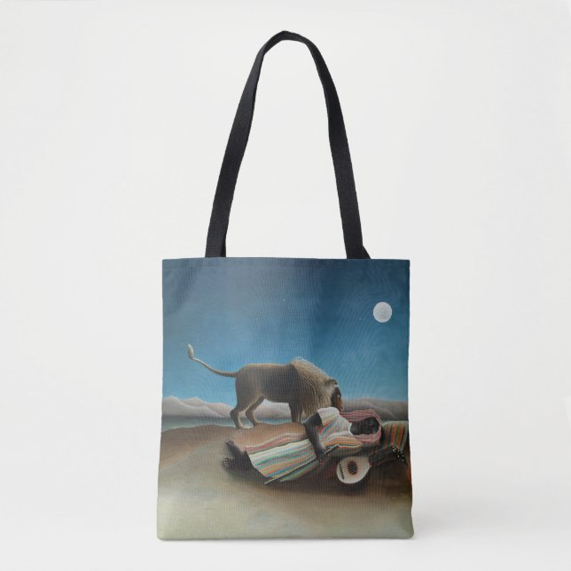 Henri Rousseau Sleeping Gypsy Lion Painting Tote Bag (Front)