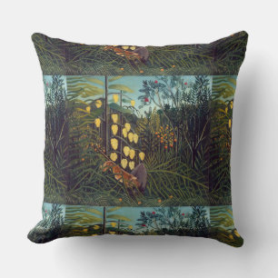 Henri Rousseau Struggle between Tiger and Bull Cushion