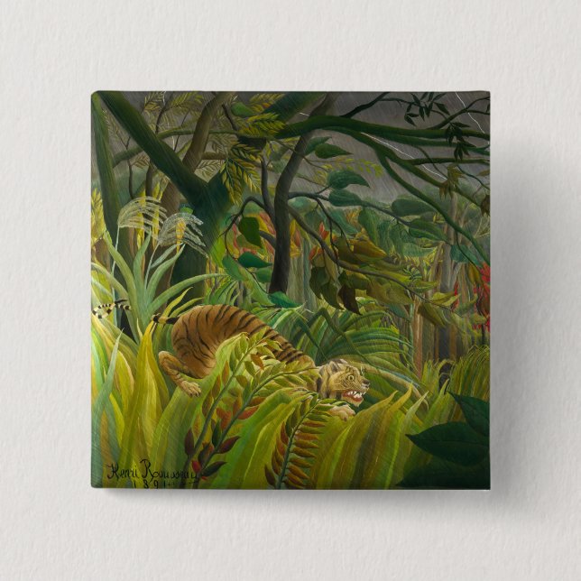 Henri Rousseau - Surprised! 15 Cm Square Badge (Front)