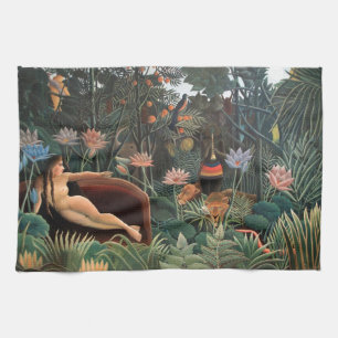 Henri Rousseau The Dream Jungle Flowers Naive Art Tea Towel